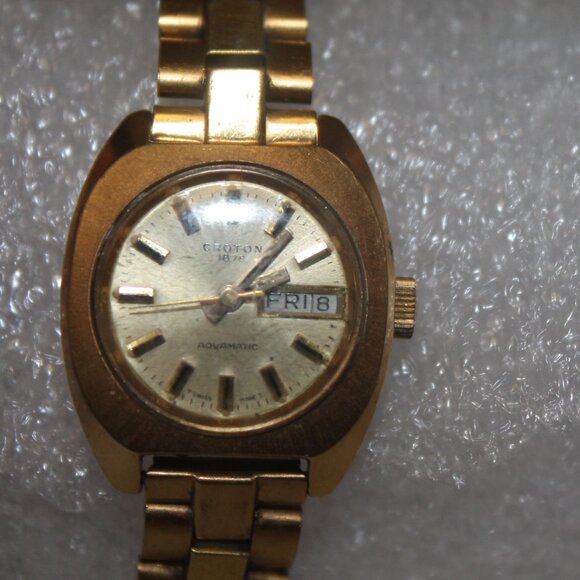 Vintage Antique Croton 1878 Aquamatic Day Date Watch Timepiece - Picture 3 of 6